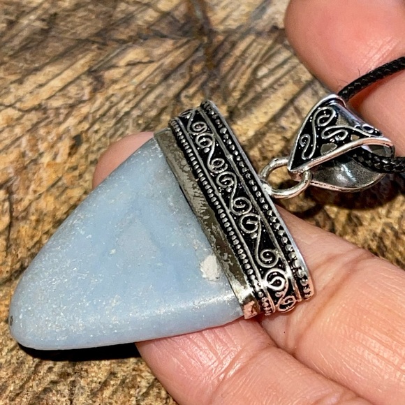 Blue Anhydrite Angelite Pendant 2” - Picture 9 of 15